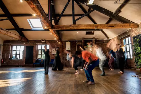 Blurry photo of people dancing