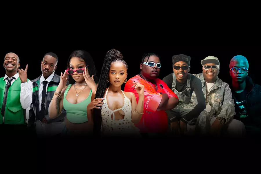 Collage of all eight performers on a black background